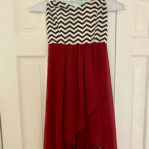 High low strapless dress